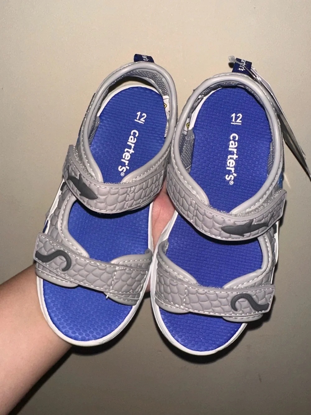 Carter's Gray and Blue Velcro Sport Sandals